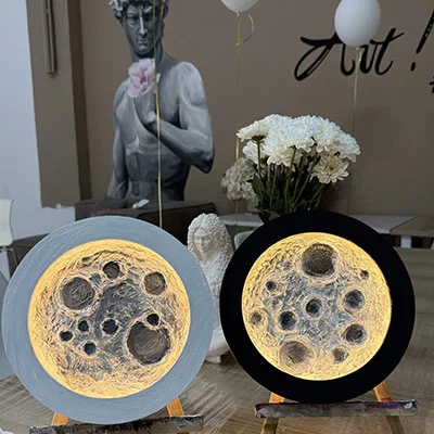 Светящаяся луна (светильник) структурной пастой - варианты